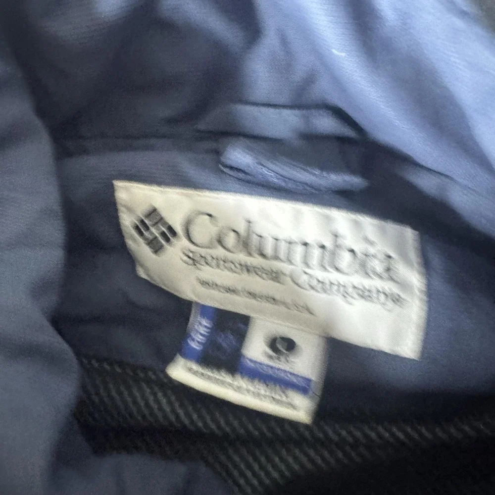 Columbia Jacket Mens L Blue Nylon Double Whammy Parka Lined Full Zip Pockets